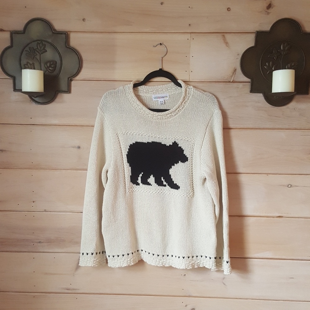 Cotton Country Bulky Bear Sweater Size Medium